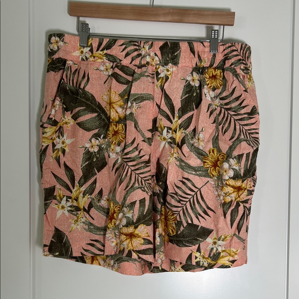Floral Pink linen Shorts
